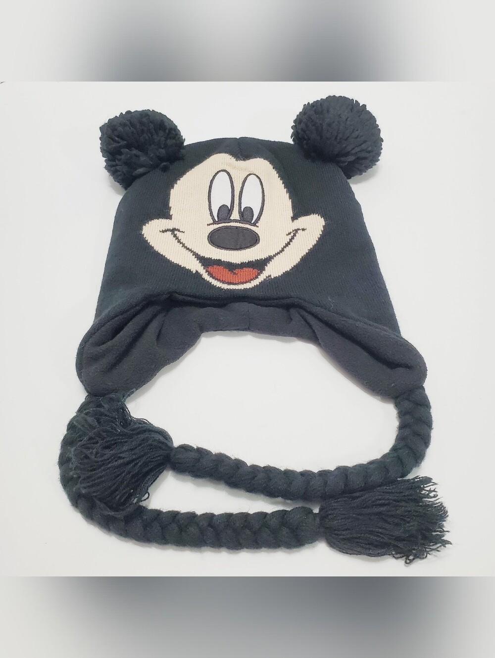 Mickey Mouse Unisex Winter Hat Black Disney OS Tassels & Poms